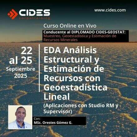 Promoción Curso EDA Análisis Estructural y Estimación de Recursos con Geoestadística Lineal