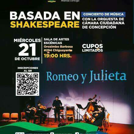 Concierto "Música basada en las obras de Shakespeare" por Orquesta de Cámara Ciudadana de Concepción