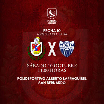 COMPRA VISITA - FECHA 10 FUTSAL ASCENSO - CDLS vs RECOLETA