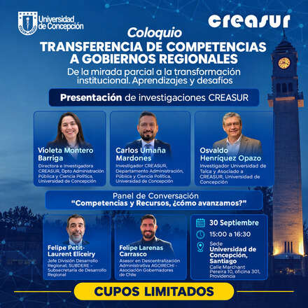 Coloquio Tranferencia de Competencias a Gobiernos Regionales. Presentación de Investigación CREASUR