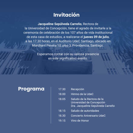 CEREMONIA Y CONCIERTO ANIVERSARIO UDEC EN SANTIAGO